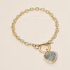 Fashnzfab Heart Charm Toggle Bracelet In Pattern