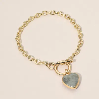 Fashnzfab Heart Charm Toggle Bracelet In Pattern
