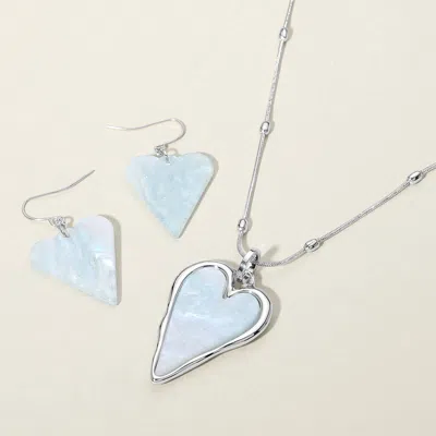 Fashnzfab Heart Cluster Pendant Necklace In Blue