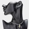 Fashnzfab Heart Cross Pendant Beaded Choker Necklace In Metallic