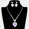Fashnzfab Heart Crystal Rhinestone Drop Necklace In Metallic