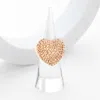Fashnzfab Heart Crystal Rhinestone Pave Stretch Ring In Multi