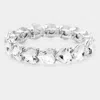 Fashnzfab Heart Crystal Stretch Evening Bracelet Clear, Silver In Multi