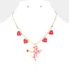 Fashnzfab Heart Cupid Pendant Pearl Necklace In Pink