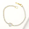 Fashnzfab Heart Cz Stone Accent Tennis Bracelet Clear, Gold In Multi
