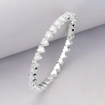 Fashnzfab Heart Cz Stone Cluster Embellished Adjustable Evening Bracelet In Metallic