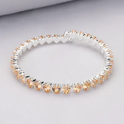 Fashnzfab Heart Cz Stone Cluster Embellished Adjustable Evening Bracelet In Multi