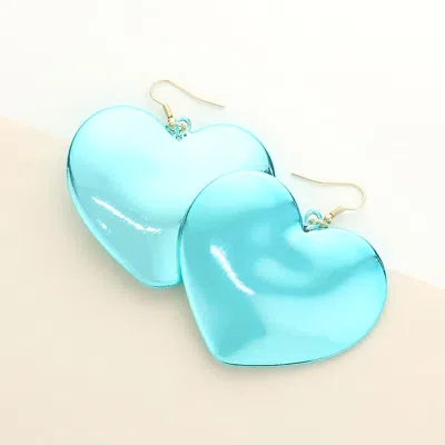 Fashnzfab Heart Dangle Earrings In Blue
