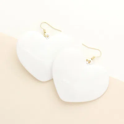 Fashnzfab Heart Dangle Earrings In White
