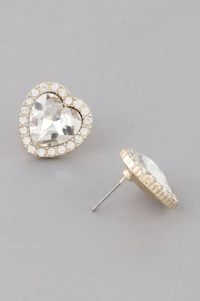 Fashnzfab Heart Jewel Stud Earrings In Pattern