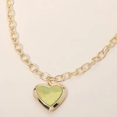 Fashnzfab Heart Locket Pendant Necklace In Gold