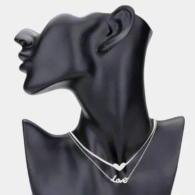 Fashnzfab Heart Love Message Pendant Double Layered Necklace In Metallic