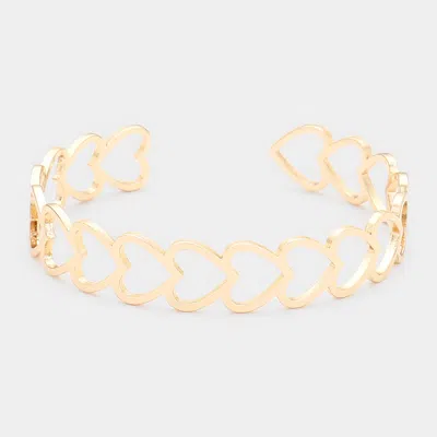 Fashnzfab Heart Metal Cuff Bracelet In Gold