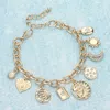 Fashnzfab Heart Moon Zodiac Charm Station Bracelet Gold In Gold