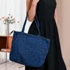 Fashnzfab Heart Pattern Denim Tote Bag / Shoulder Bag In Blue