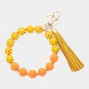 Fashnzfab Heart Patterned Beaded Tassel Keychain / Bracelet Orange, Yellow In Multi