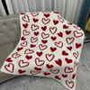 Fashnzfab Heart Patterned Reversible Throw Blanket In Red