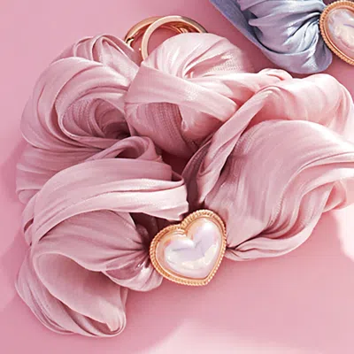 Fashnzfab Heart Pearl Pointed Stretch Keychain / Bracelet / Scrunchie Hairband In Pink