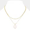 Fashnzfab Heart Pendant Double Layered Necklace In White