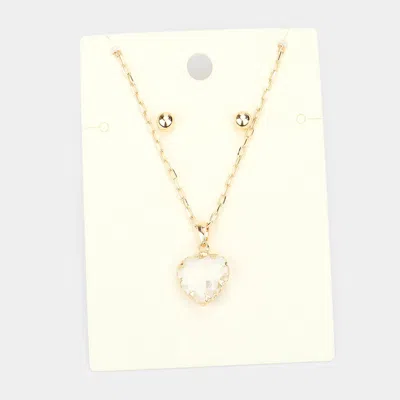 Fashnzfab Heart Pendant Necklace In Gold