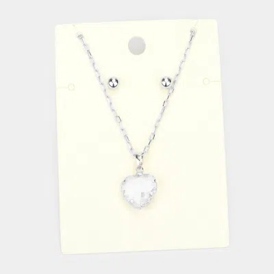 Fashnzfab Heart Pendant Necklace In Metallic