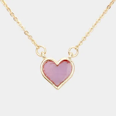 Fashnzfab Heart Pendant Necklace In Purple