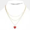 Fashnzfab Heart Pendant Triple Layered Necklace In Gold