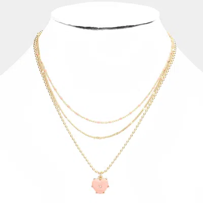Fashnzfab Heart Pendant Triple Layered Necklace In Gold
