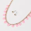 Fashnzfab Heart Sequin Station Necklace In Pink