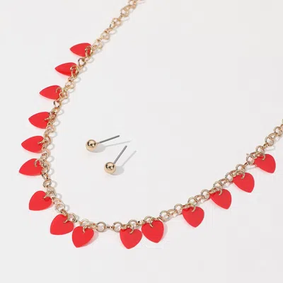 Fashnzfab Heart Sequin Station Necklace In Gold
