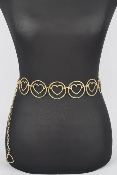 Fashnzfab Heart Shape And O Ring Metal Chain Belt In Gold