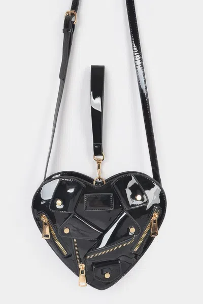Fashnzfab Heart Shape Jacket Crossbody Bag In Black