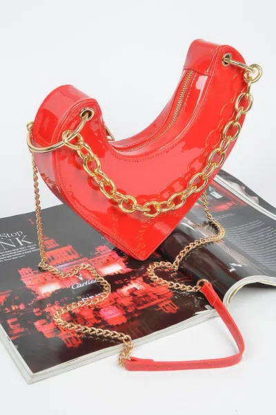 Fashnzfab Heart Shape Oversized Handle Clutch In Black