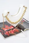 Fashnzfab Heart Shape Oversized Handle Clutch In White