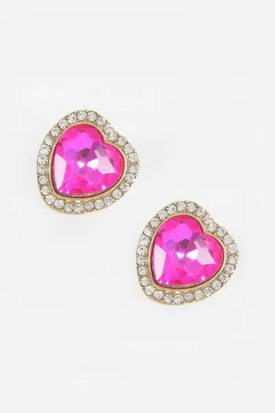 Fashnzfab Heart Shape Stone Earring In Orange