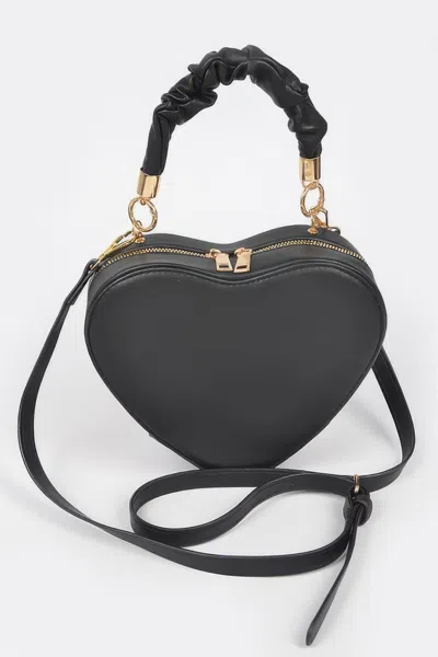 Fashnzfab Heart Shape Top Handle Bag In Black