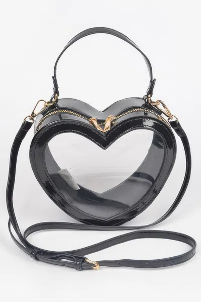 Fashnzfab Heart Shape Transparent Crossbody Bag In Black