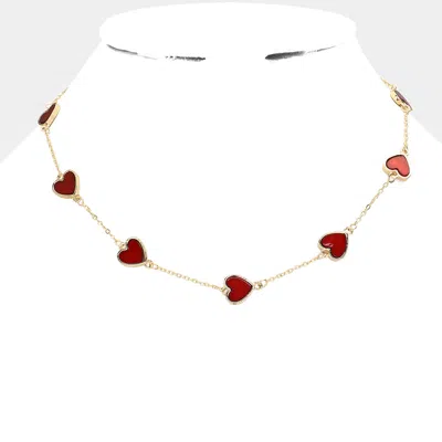 Fashnzfab Heart Station Necklace In Gold