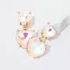 Fashnzfab Heart Stone Cluster Dangle Earrings - Ab, White In Multi