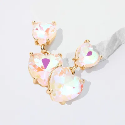 Fashnzfab Heart Stone Cluster Dangle Earrings - Ab, White In Multi