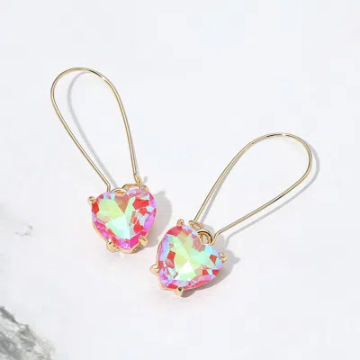 Fashnzfab Heart Stone Cluster Dangle Earrings In Gold