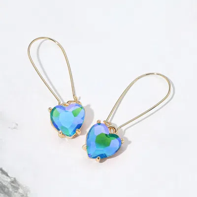 Fashnzfab Heart Stone Cluster Dangle Earrings In Multi
