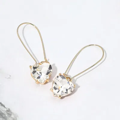 Fashnzfab Heart Stone Cluster Dangle Earrings In Silver