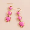 Fashnzfab Heart Stone Cluster Link Dropdown Dangle Earrings - Pink In Pink