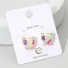Fashnzfab Heart Stone Cushion Stud Earrings In Multi