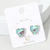 Fashnzfab Heart Stone Cushion Stud Earrings In Blue