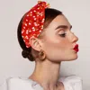 Fashnzfab Heart Stone Embellished Knot Headband In Red