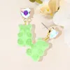 Fashnzfab Heart Stone Gummy Bear Dangle Earrings In Multi