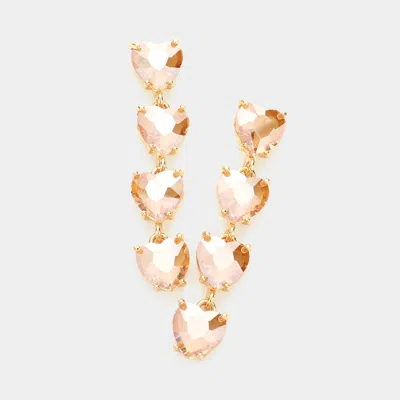 Fashnzfab Heart Stone Link Dangle Evening Earrings In Multi