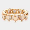 Fashnzfab Heart Stone Stretch Evening Bracelet Lt Col Topaz In Gold